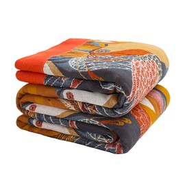 VANJOROY Boho Large Throw Blanket, 100% Organic Cotton Breathable Soft Bed Throw - Floral Bird Farmhouse Decor Blanket for Sofa Couch Chair Quilt and Gift. 91" x 98"- Colorful