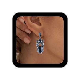 Inilbran Bohemia Black Crystal Drop Earrings Black Gemstone Earrings Vintage Rhinestone Gemstone Earrings Sparkling Crystal CZ Stud Earrings Jewellery for Women and Teenage Girls