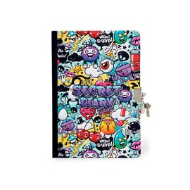 I-TOTAL ® - Secret Diary with Padlock and Two Keys | Secret Diary 80 Pages DOT Pages (Graffiti)