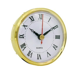 Bothyi Clock Insert 3 Inch 80mm Round Clock Movement Tone Bezel Roman Numeral Mini Clock Dial Gold Tone Bezel Movement Replacement