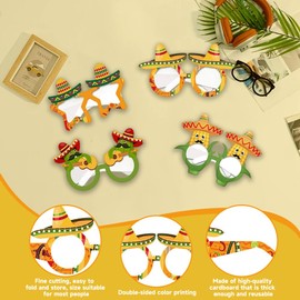 ZGCXRTO 12-teiliges Party-Brillenband, Papier, Brille, verkleidet, mexikanisch, Fiesta, Brille, Zubehör, Kostüm, Dekoration für Kinder und Erwachsene