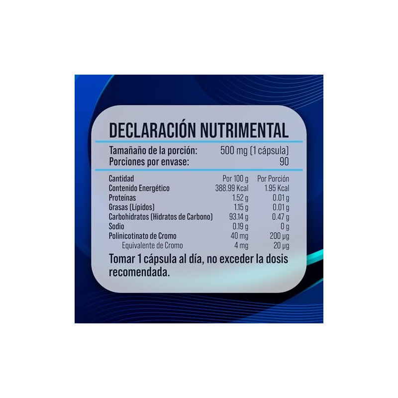 Cromo Polinicotinato Chromium Tlali 90cap 500mg Ingredientes Naturales Sabor Suplemento