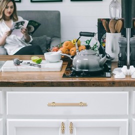 FURNIWARE Pack of 5 Cabinet Handles, Knurled Cabinet Pulls Hardware Drawer Pulls, Kitchen Cabinet Door Handles Pull, 192mm(7.6 Inch) Hole Center Gold + Oxidized Bright Gold