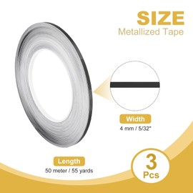 PATIKIL Metalized Polyester Film Tape 5/32 Inch x 55 Yards, 3 Pack Metallic Decor Tape Glossy Black Adhesive Mirror Tape for Detailing Accent Wall Graphic Arts Boat Trim Walls