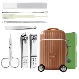 Kit de Cortaúñas de Acero Inoxidable 316L Filoso con Mini Maleta Portátil y Creativa 8 en 1 para Adultos Set de Manicura Herramientas de Cuidado Personal para Uso Diario Viajes y Regalo
