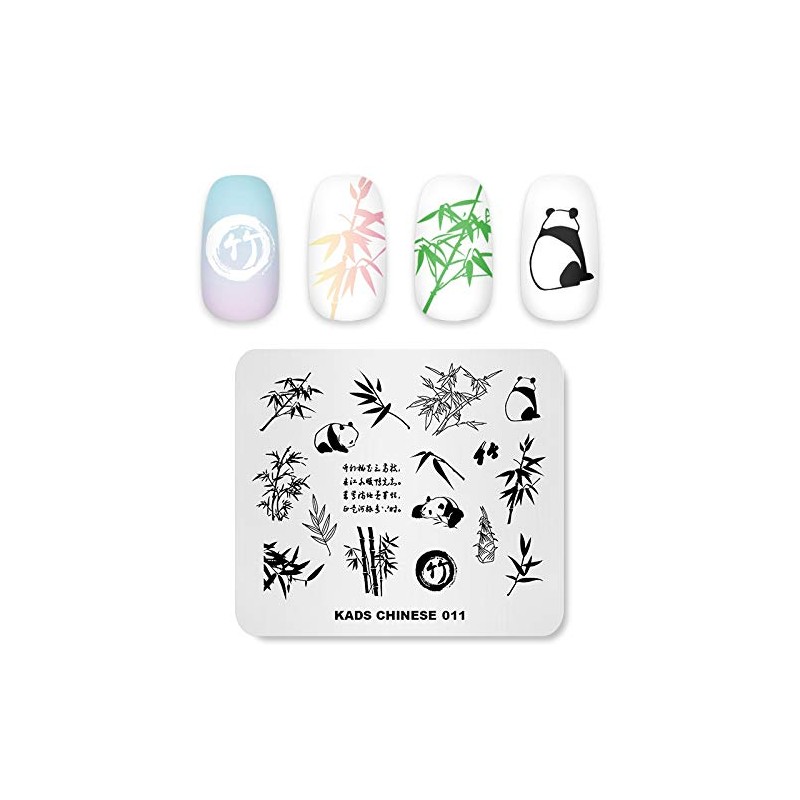 Rolabling Nail Art Stamping Plates Animal Panda Bamboo Pattern Chinese