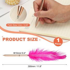 PATIKIL 1.0mm Feather Ballpoint Pens Bulk, Black Ink Vintage Plated Rod Quill Writing Pens for Office Wedding Guest Signature Style 1, Rose Red/Rose Gold