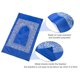 Abiyou 1 Piece Prayer Mat, Musilm Prayer Mat, Polyester Prayer Rug, Portable Travel Prayer Mat, Travel Prayer Rug with Compass, for Muslim Prayer, Ramadan(Blue, 60CMx100CM)