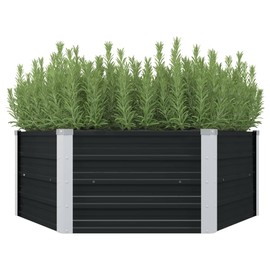 CHARMMA Raised Garden Bed Anthracite Galvanized Steel,Pots & Planters-45723