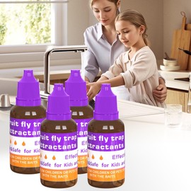 Fruit Fly Trap Refill Liquid Replacement Only 4 Packs- Purple Liquid Fly Traps for Indoors- Safe Near Pets,Food and Kids- Fruit Fly Lure Refill Liquid Trap Easy to Use Fly Traps for House