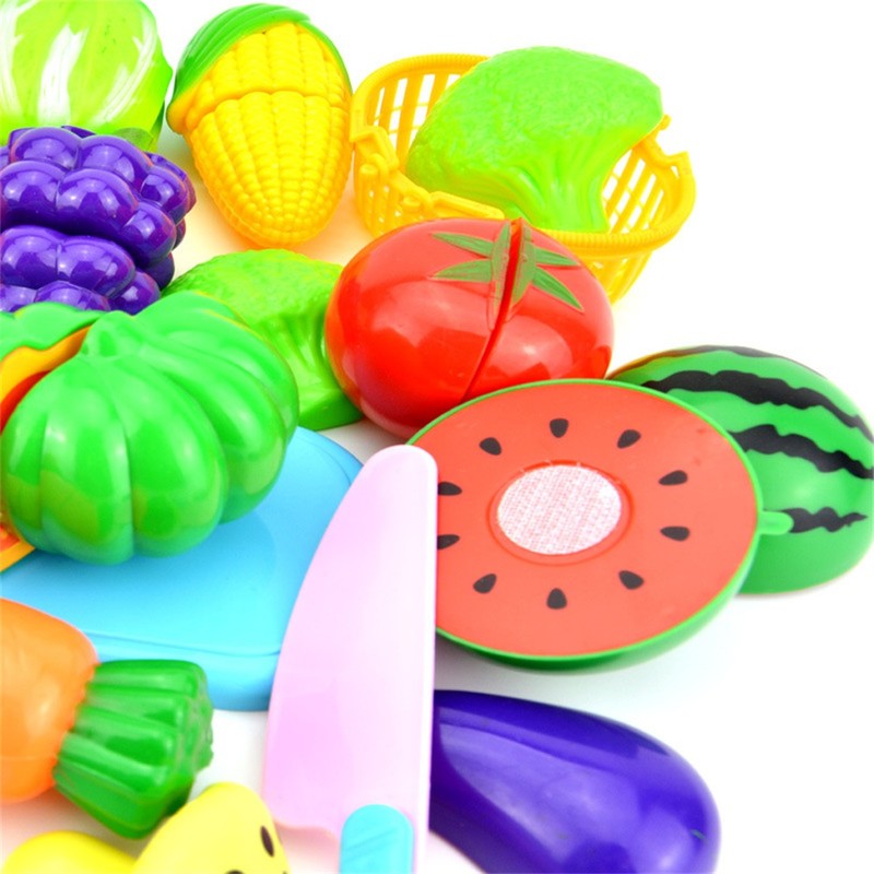 23pcs/set Kids Educational Gift Toy Plastic Kitchen Cut Fruits Kids