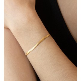day.berlin Women's Bracelet 18 K Gold-Plated Elegant Snake Chain 15.5 + 5 cm Variable Length Bracelet Made of 316L Stainless Steel Nickel-Free and Waterproof, Stainless Steel