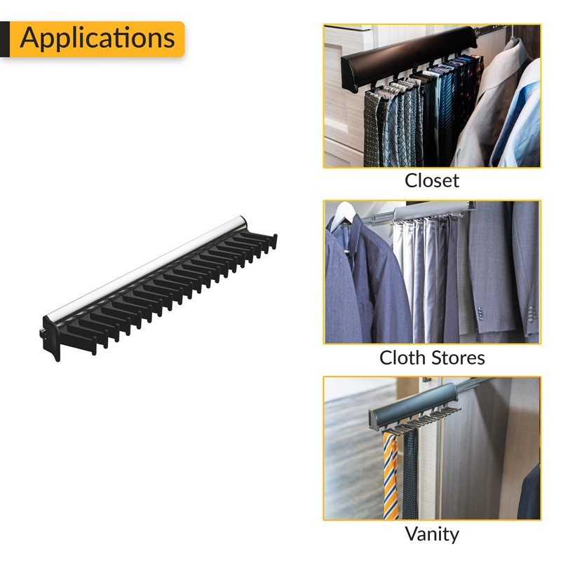 Brixwell QIL1-004 Tie Rack, 20 Hook with 3/4" Extension Slide