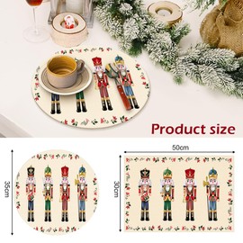 Bseical Set of 4 Christmas Place Mats, 30 x 45 cm, Christmas Place Mats, Washable, Linen Christmas Place Mats for Kitchen, Party Decoration (E)