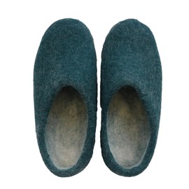 Marushin Slippers S Nepal 0395005400 Warm Room Shoes, Green, Approx. 8.9 - 9.4 inches (22.5 - 24 cm), Handmade Wool Felt