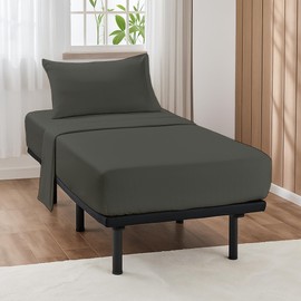 ARlinen 4 PCs Cot Sheets Sets 33" X 75", Egyptian Cotton Fitted Mattress Fits Upto 4"-8" Deep Perfect for Narrow Twin/RV Bunk/Guest Bed Replacement/Camping, Dark Grey