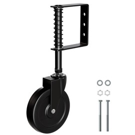 EVCUHASL 5" Spring Loaded Gate Caster Wheel, Heavy Duty Gate Wheels with 360° Swivel for Outdoor Wooden Gates, Fence Gates and Metal Tube Gate, 220 Lbs Capacity, Black, 1 Pack