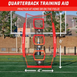 GoSports 8 ft x 4 ft Football Training Vertical Target Net - Improve QB Throwing Accuracy - Includes Bow Type Frame and Portable Carry Case