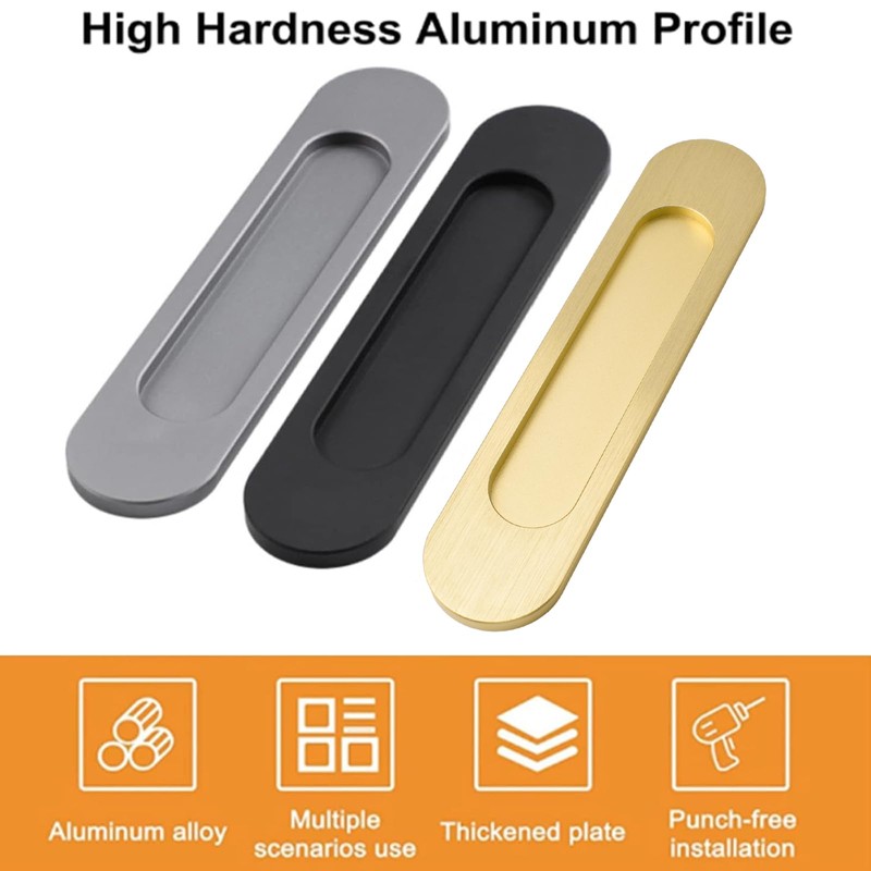 MOROBOR Self-Stick Oval Sliding Door Pulls, 2pcs Brushed Gold Aluminum