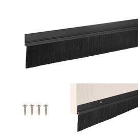 M METERXITY Door Brush Bottom Sweep, 39" L x 3" W H-Shape Aluminum Alloy Base with 2" Nylon Brush for Industrial/Home/Garage Door Seal, Strong Adhesive Weather Stripping [Black]