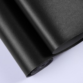 Caxilee Vinyl Faux Leather Upholstery Fabric,Soft Smooth Surface,Marine Vinyl Faux Leather Sheets,Replacement Renovate for Upholstery Muscle Car,Furniture,Sofa. (Black-1Y, Cut by The Yard)