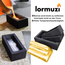 lormuzi 4 kg - 220 ml graphite mould, high-purity graphite ingot mould, gold, silver, aluminium, copper, brass, zinc, lead alloy, metal casting mould