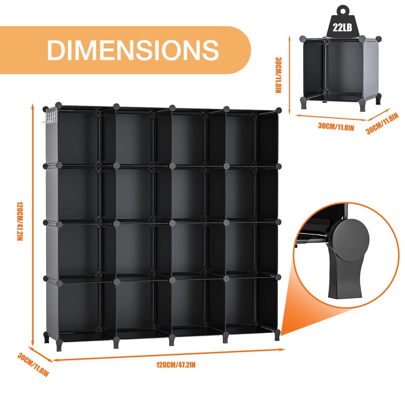 Neprock 16 Cubby Storage Organizer, Closet Clothes Storage Organizer, Cube