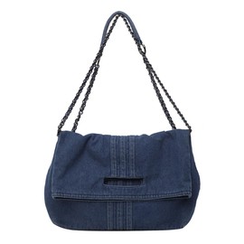 XACKWUERO Women Denim Shoulder Bag Retro Crossbody Bag Large Capacity Purse Chain Strap Clutch Bag, darkblue