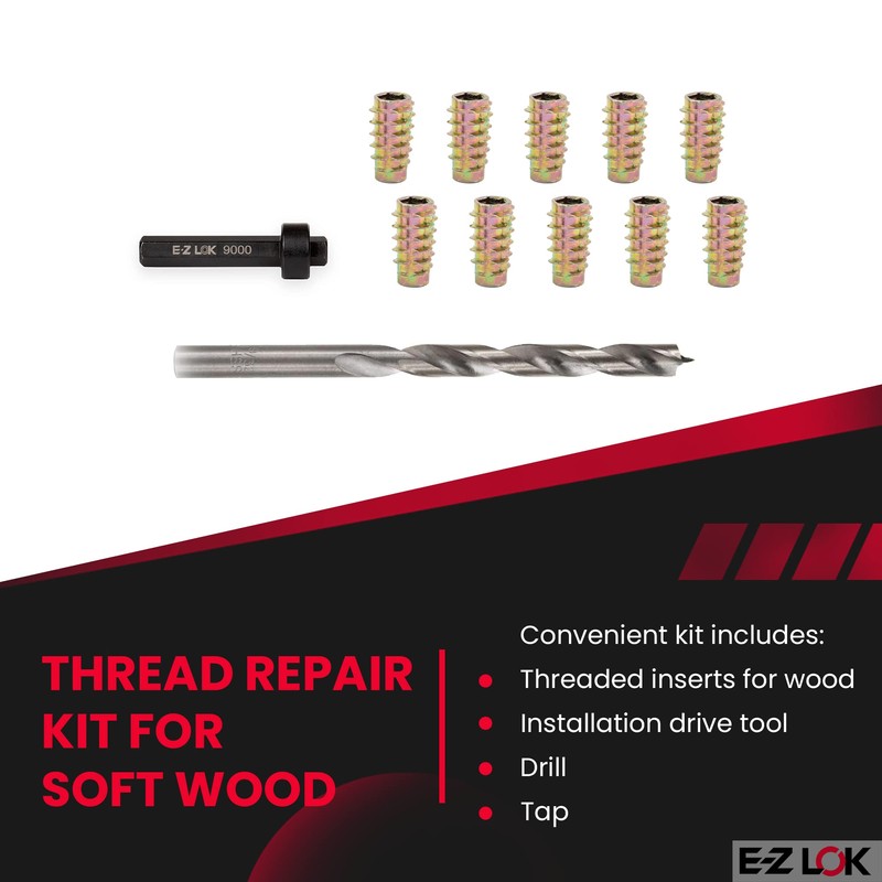 E-Z Hex Thread Repair Kit for Soft Wood Flush Threaded