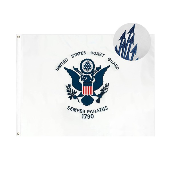 Coast Guard Flag Double Sided Embroidered US Coast Guard Flag