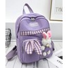 J.B.things Girls' Backpack, Kids Rucksack, Check, Rabbit Plush (Purple), purple