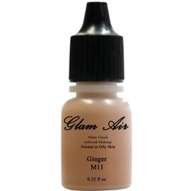 Airbrush Makeup Foundation Matte M11 Ginger and M13 Soft Walnut Water-based Makeup Long Lasting All Day Without Smearing Running, Fading or Caking 0.25 Oz Bottle By Glam Air