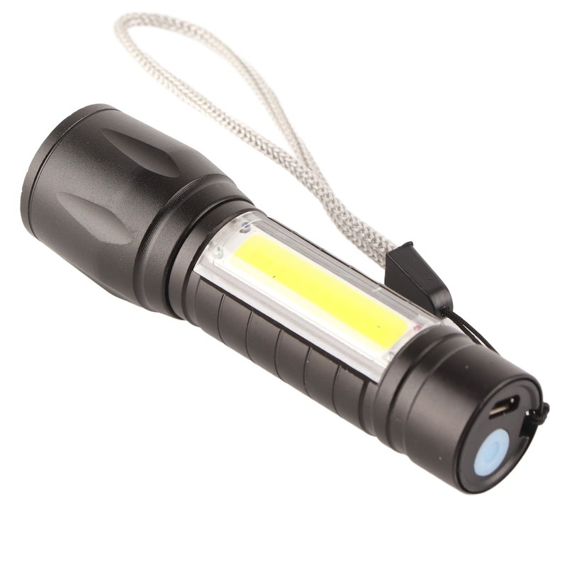 4Pcs Retractable Flashlight COB LED Zoom Flashlight Rechargeable Strong Light