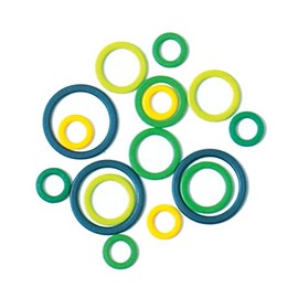KnitPro Pack of 50 Assorted Plastic Green Blue Yellow Stitch Ring Markers K10897