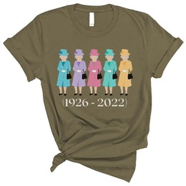 Queen Elizabeth Illustration Shirt Unisex X-Large Military Green