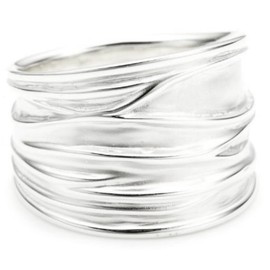 Vinani Ring - Wide Structure, Sandblasted, Shiny, 925 Sterling Silver, Sterling Silver