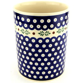 Polish Pottery Market Kitchen Utensil Holder for Countertop 7" Large, Diameter 5¼" - Zaklady Boleslawiec Poland - Ceramic Utensil Storage for Kitchen Counter