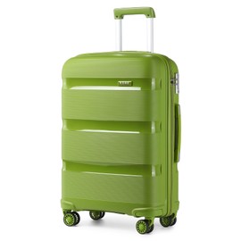 Kono Carry On Luggage Hard Shell Travel Trolley 4 Spinner Wheels Lightweight Polypropylene Suitcase with TSA Lock (Checked-Large 28-Inch, Green)