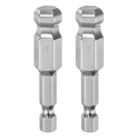 QUARKZMAN Pack of 2 Ball Head Hexagon Screwdriver 10 mm (H10.0) Hex Shank Ball End Hex 50 mm Long Magnetic 1/4 Inch S2 Alloy Steel Screwdriver Bit Set Power Tools