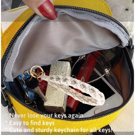 LOLAHA Macrame Keychain Wristlet Keychains for Women Cute Keychain Bracelet Keyring Wrist Lanyard for Key Chains for Car Keys Wrist Keychain Wristlet Strap Black White Keychian ID Badge Wallet Holder