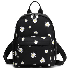 Mimfutu Daisy Girls Mini Backpack, Small Backpacks Purse for Women Teens Kids School Travel (Black)