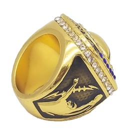 Decade Awards SFantasy Football Champion Ring-No Year | Heavy FFL Champ GOLD Finish Ring with Stand (GOLD, 12)