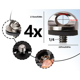 Lhbwhiz Pack of 4 1/4 Inch Camera Mounting Screw, Adapter Screw for Carrying Strap, D-Ring 1/4 Inch Screw, Qr Plate Tripod and Tripod Accessories, Colour: bronze
