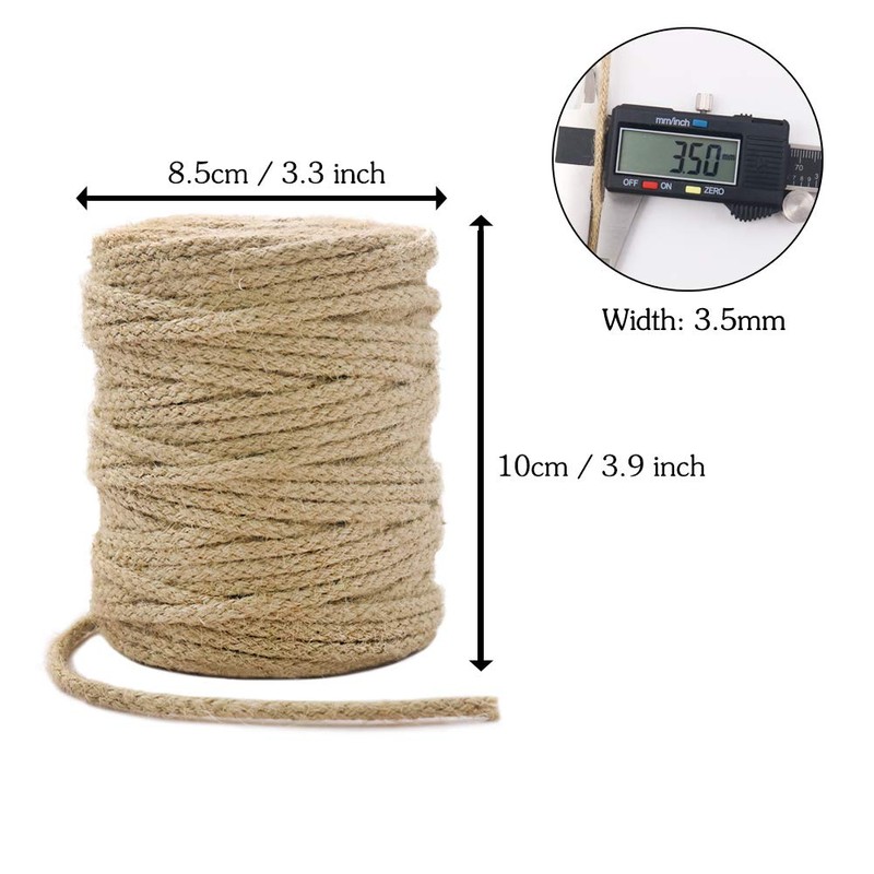3.5mm Thick Garden Twine String, 61M Braided Jute Twine for