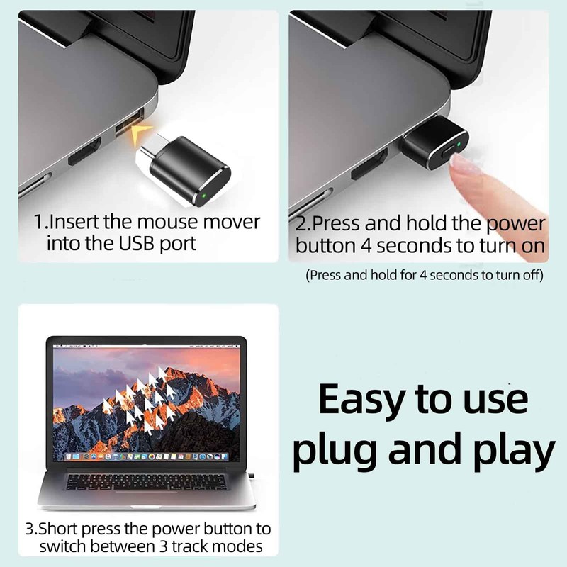 Sisyphy Mouse Jiggler USB C Port, Undetectable Mouse Emulator Auto