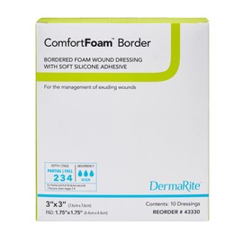 DermaRite Comfort Foam Border Self-Adherent Soft Silicone Foam Dressing with Border