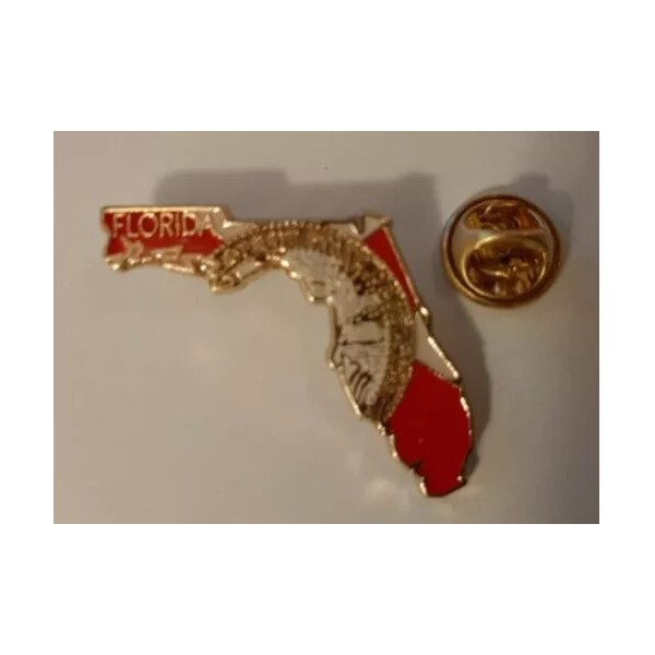 Trade Winds FLORIDA State Flag Map lapel pin (MAP SHAPED)