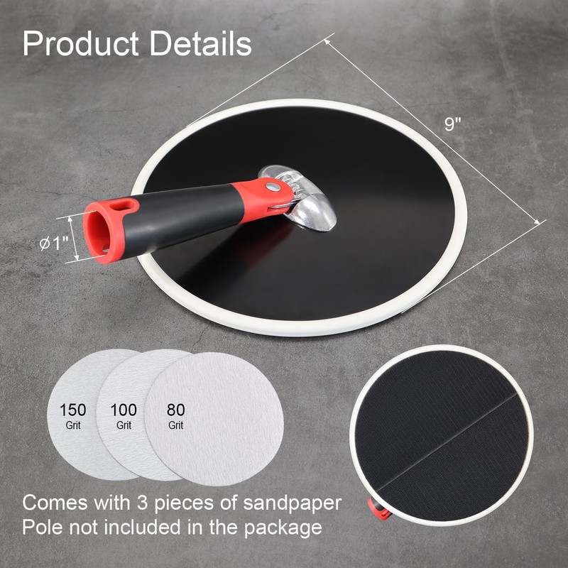 SCOTTCHEN Drywall Sander 9 Inch Radial Round Pole Sander for