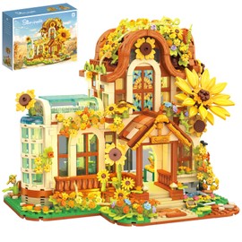 Sunflower House Building Blocks for Adult - Double-decker Flower House Building Set Van ggh Art Collection, Ideal Architecture Blocks Bricks Kit Home Decor & Office Décor Gift for Valentines (1583PCS)