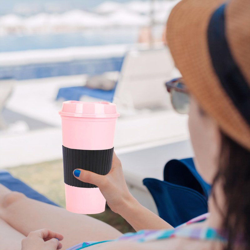 Yisituo Plastic Coffee Cups with Lids, 12 Pack 480ml Reusable